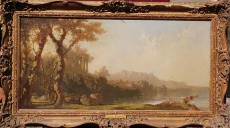 Attributed to David Roberts (1796-1864). Classical riverscape