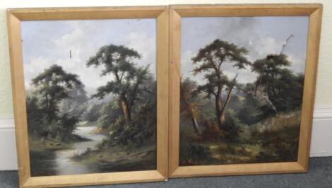 A. St*** (19thC). River and woodland landscapes