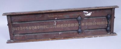 An early 20thC mahogany snooker scoreboard