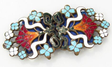 An Edwardian Art Nouveau double enamel buckle