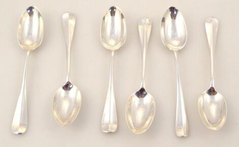 A set of six silver rattail teaspoons