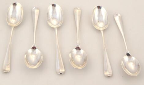 A set of six George V silver rattail teaspoons