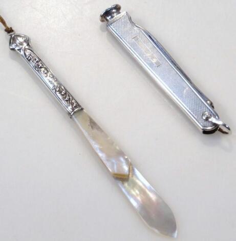 An Elizabeth II silver penknife