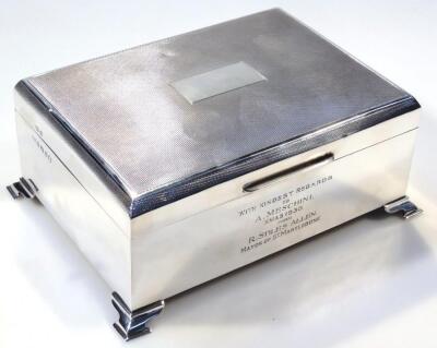 A George VI silver and cedar lined cigarette box