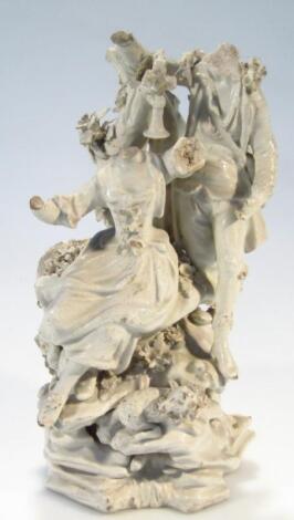 An 18thC Derby bisque porcelain figure group