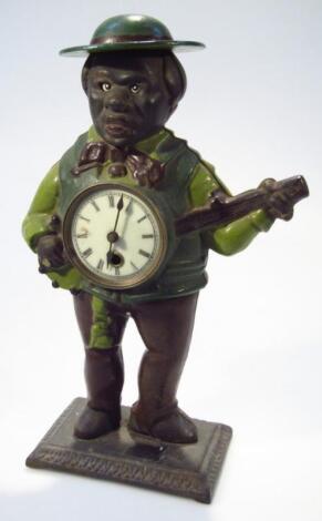 A 19thC style cast metal figural table clock