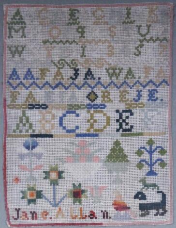 A 19thC pictorial and alphabetic sampler