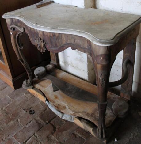 An 18thC marble topped hall table