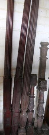 Various 19thC mahogany bed posts