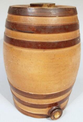 An early 20thC Doulton Lambeth stoneware spirit barrel