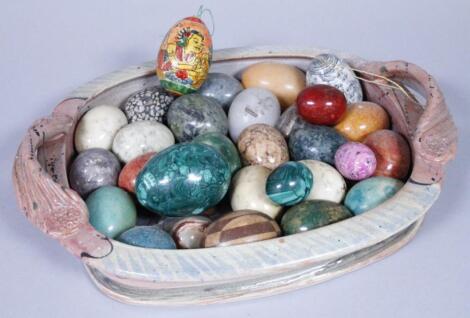 Various polished stone eggs