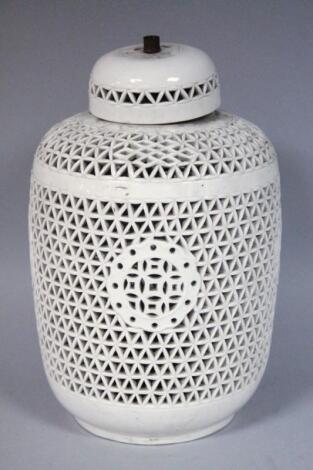 A Chinese pottery blanc de chine vase