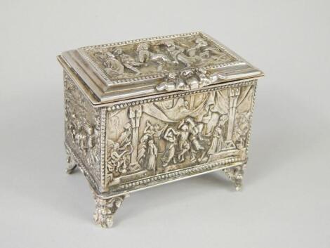 A late 19thC French silver plated casket
