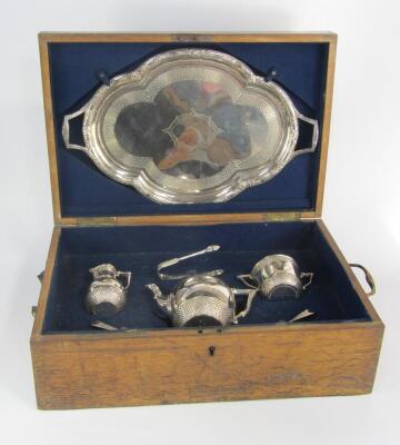 A Victorian silver tea set