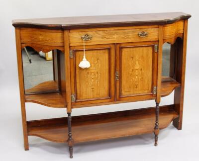 A Victorian rosewood and satinwood inlaid side cabinet