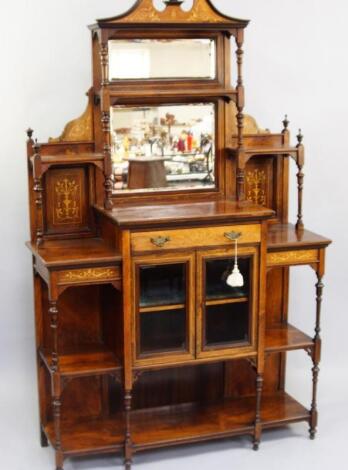 A Victorian rosewood and inlaid display cabinet