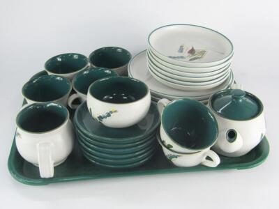 A Denby pottery part breakfast service