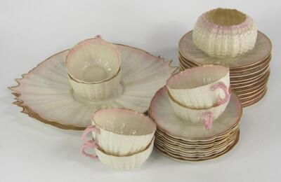 A Belleek porcelain part tea service