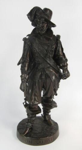 K. Benard:Don Saluste. Bronze figure modelled standing on a circular base