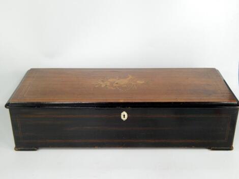 A Nicole Freres Mandoline Zither rosewood and ebonised carved music box