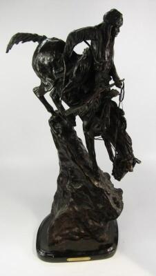 After Frederic Remington. Bronze sculpture Mountain Man