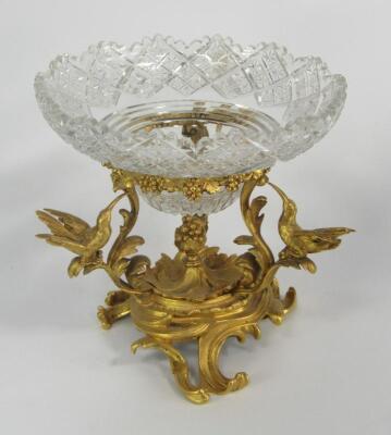 A Continental cut glass and ormolu pedestal fruit bowl