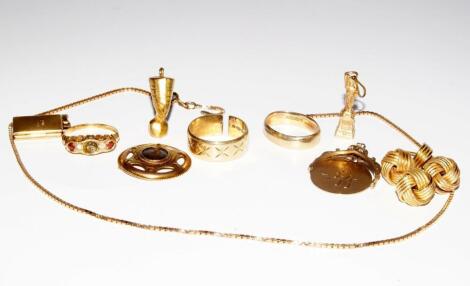 9ct gold and yellow metal jewellery