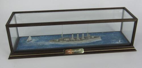 A scale model of the armored cruiser HMS Monmouth