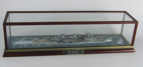 A scale model of the light cruiser HMS Belfast