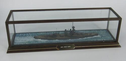 A scale model of the battleship HMS Iron Drake