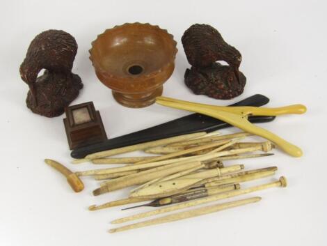 Victorian bone crochet hooks