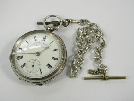 A H Samuel silver gentleman's pocket watch