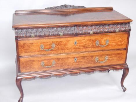 An oak and burr walnut chest