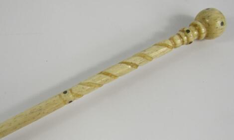 An early 19thC marine ivory cane