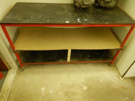 A steel framed workbench