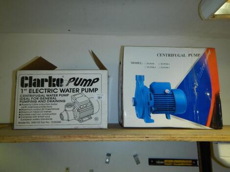 A Clarke electric water pump and a centrifugal pump