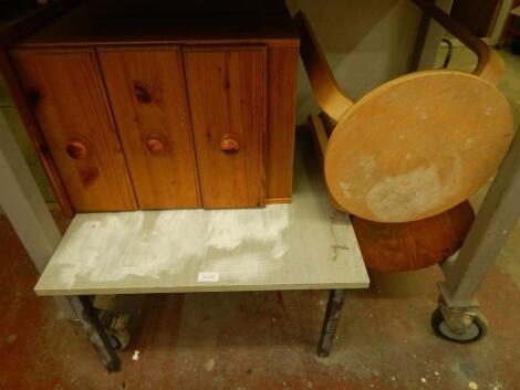 A three drawer pine chest