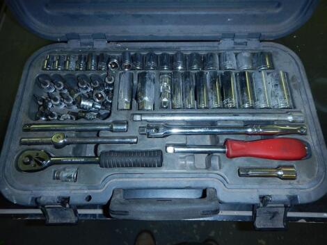 A socket set in carrying case.