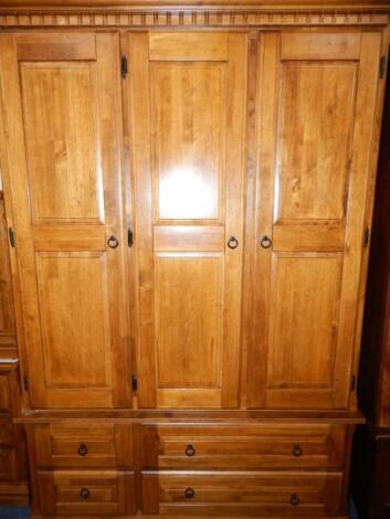 An oak double wardrobe