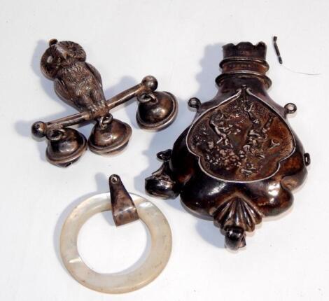 A George V baby's silver rattle