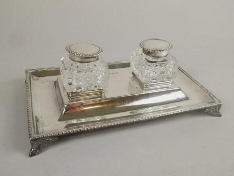 An early Edwardian silver ink stand