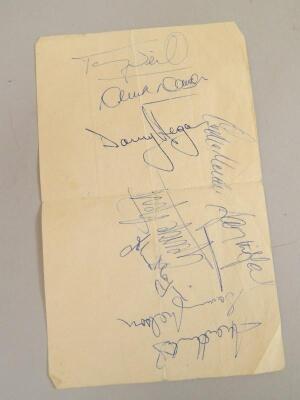 An autograph team sheet for the Northern Ireland Football Team 1971