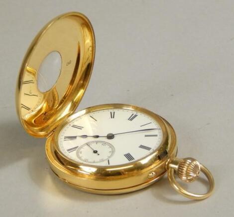 An 18ct gold half hunter pocket watch