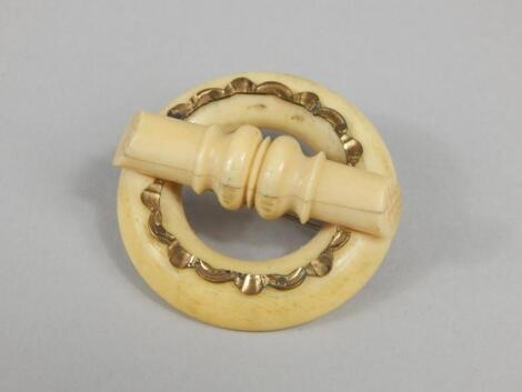 A Victorian ivory brooch