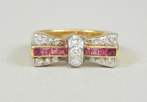 A ruby and diamond cocktail ring