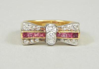 A ruby and diamond cocktail ring