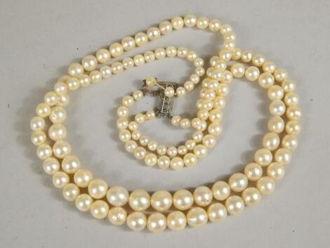 A double strand of cultured pearls