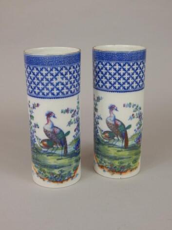 A pair of Corona Ware Chantilly pattern cylindrical vases