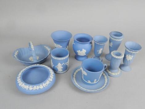 Various items of Wedgwood blue Jasperware