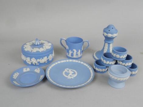 Various items of Wedgwood blue Jasperware